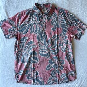 Marine Layer Pink red Palms Print Melrose Popover Shirt size Medium